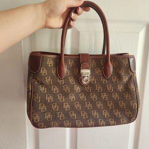 Dooney & Bourke Brown Satchel with Monogram Design